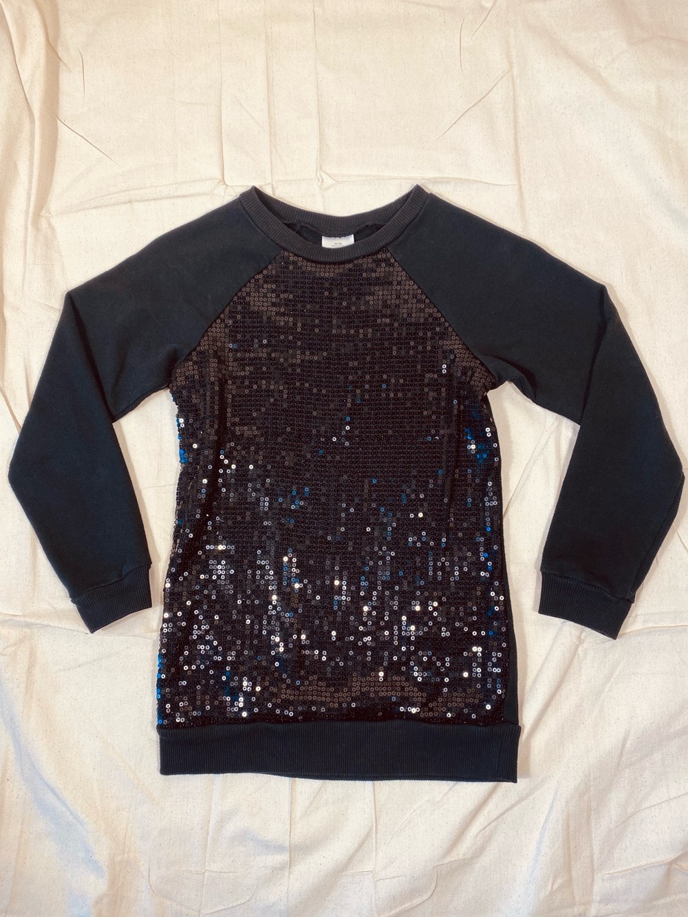 Girls Black Long Sleeve Pullover with Sequins